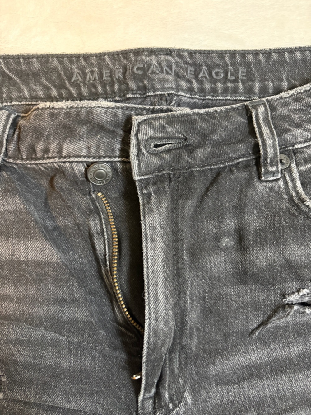 American Eagle Outfitters Black Distressed Cutoff Jean Shorts - Picture 3 of 8
